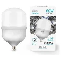 Купить Лампа светодиодная Gauss высокомощная Т160 Е27 60W40500 матовая 63226
