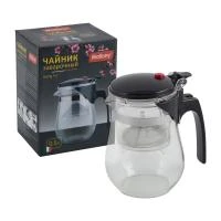Купить Чайник завар. стекло "GUNG FU" 500 мл, крышка пласт. с кнопкой (1/24) "MALLONY"