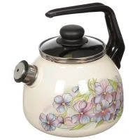 Купить Чайник эмалиров. со свистком "Фиалка" белосн.  3 л (1/4) "Стальэмаль"  4с209я