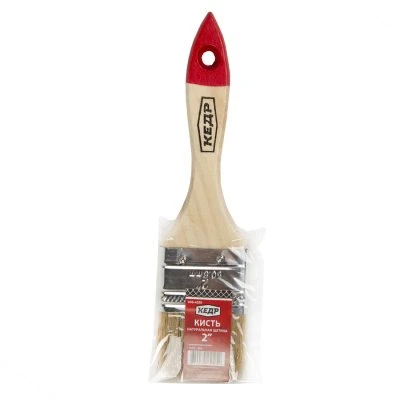 Купить Кисть плоская КЕДР №2 натур. щетина, дерев. ручка 50мм  23405