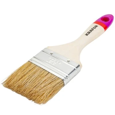 Купить Кисть плоская KRAFOR Евро №2,5 нат. щетина дер. ручка 63мм  49214