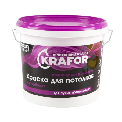Краска В/Д д/потолков Супербелая 6,5кг Крафор 26949