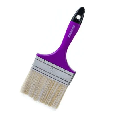 Купить Кисть плоская KRAFOR Евро №4 нат. щетина дер. ручка 100мм