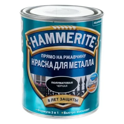 Купить Хаммерайт Краска Черная ПОЛУМАТОВАЯ 0.75л