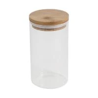 Купить Банка для сыпучих продуктов "BAMBU" 1 л стекло, крышка бамбук (1/30) "MALLONY"