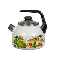 Купить Чайник эмалиров. со свистком "Авокадо" белосн. 3 л (1/4) "Стальэмаль"  4с209я