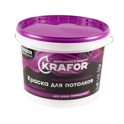 Краска В/Д д/потолков Супербелая 14кг Крафор 26950