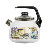 Купить Чайник эмалиров. со свистком "Горная лаванда" белосн. 3 л (1/4) "Стальэмаль"  4с209я