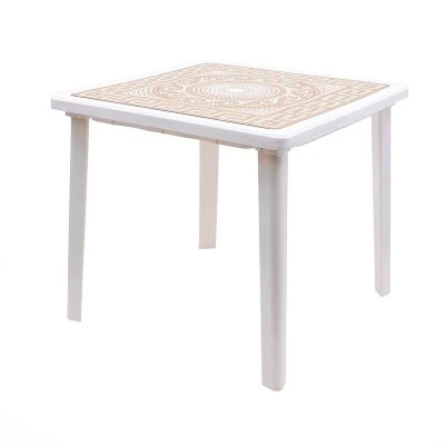 Купить Стол пласт. квадрат. 80*80*71 см декор. "Греческий орнамент" (белый/золото) (1) "Стандарт пластик"