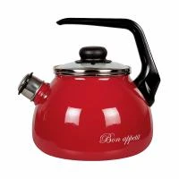 Купить Чайник эмалиров. со свистком "BON APPETIT" вишнев. 2 л (1/4) "Стальэмаль"  1RA12