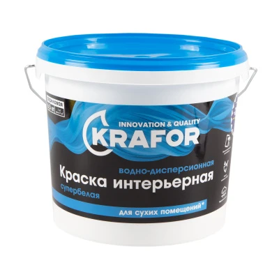 Краска В/Д Интерьерная Супербелая 6,5кг Крафор 26960