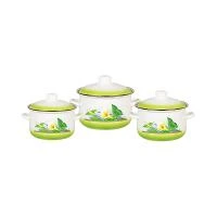 Купить Набор кастрюль эмалиров. №408 "Каллы" белосн. (2 + 4 + 5,5 л) "Стальэмаль"  1с408