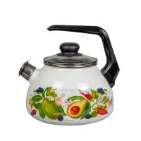 Купить Чайник эмалиров. со свистком "Авокадо" белосн. 2 л (1/4) "Стальэмаль"  4с210я