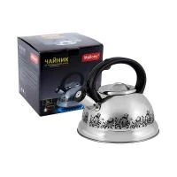 Купить Чайник нержав. 3 л со свистком, с рисунком (1/6) "MALLONY" MAL-0417A