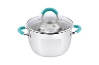 Купить Кастрюля нержав. "BRAVO" 2,1 л стекл. крышка, 16*10,5 см (1/6) "MALLONY"