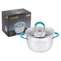 Купить Кастрюля нержав. "BRAVO" 2,9 л стекл. крышка, 18*11,5 см (1/6) "MALLONY"