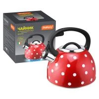 Купить Чайник нержав. 2,5 л со свистком "MAESTRIA" (красный) (1/12) "MALLONY"