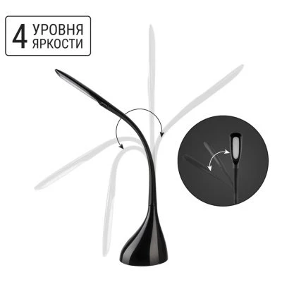 Купить Лампа настольная светодиод. сн-16, 7вт 220в 5000к, сенсор-диммер, черная (1/6) TDM SQ0337-0093