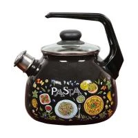 Купить Чайник эмалиров. со свистком "PASTA" черн.  3 л (1/4) "Стальэмаль"  4с209я