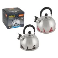 Купить Чайник нержав. 2,5 л со свистком "Города россии" (с рисунком, меняющим цвет) (1/12) "MALLONY"