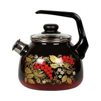 Купить Чайник эмалиров. со свистком "Рябина" черн.  3 л (1/4) "Стальэмаль"  4с209я
