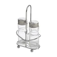 Купить Набор "SPEZIA" солонка и перечница на подставке (стекло, нержав.) (1/12/48) "MALLONY"