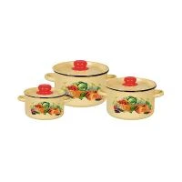 Купить Набор кастрюль эмалиров. №33 "Урожай" кремов. (1,5 + 2,9 + 4,5 л) "Стальэмаль"  1с33