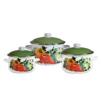 Купить Набор кастрюль эмалиров. №408 "Европейская кухня" белосн. (2 + 4 + 5,5 л) "Стальэмаль"  1с408