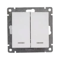 Купить Выключатель UNIVersal Афина СУ 2 клавишный с инд. белый А0123