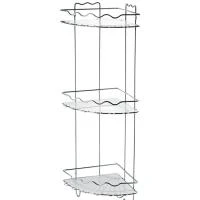 Купить Полка угловая 3х-ярусная 23*23*71см хром с крючками 073