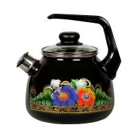 Купить Чайник эмалиров. со свистком "Вологда" черн.  3 л (1/4) "Стальэмаль"  4с209я