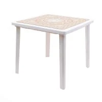 Купить Стол пласт. квадрат. 80*80*71 см декор. "Греческий орнамент" (белый/золото) (1) "Стандарт пластик"