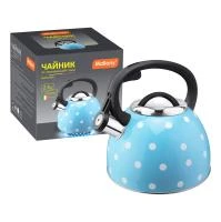 Купить Чайник нержав. 2,5 л со свистком "MAESTRIA" (голубой) (1/12) "MALLONY"