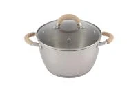 Купить Кастрюля нержав. "FORTUNA" 3,3 л стекл. крышка, матовый корпус, ручки с силиконом (1/4) "MALLONY"