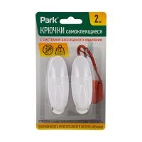 Купить Крючки самокл. 3*8 см (набор 2 шт.) пласт. белые (1/12/144) "PARK"