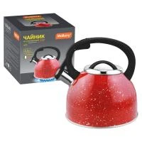 Купить Чайник нержав. 2,5 л со свистком "ARTE" (красный) (1/12) "MALLONY"