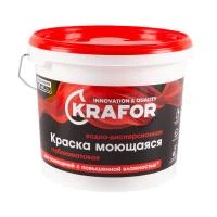 Краска в/д интер. глубокоматов. моющаяся  6,5 кг (1) "KRAFOR"   (красн.)