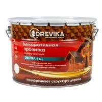 Пропитка декоративная "Экстра 3 в 1" рябина 9 л (1) "DREVIKA"