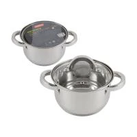 Купить Кастрюля нержав. "MEDIANO" 1,9 л стекл. крышка, 16*9,5 см (1/8) "MALLONY"