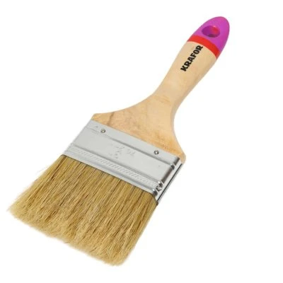 Купить Кисть плоская KRAFOR Евро №3 нат. щетина дер. ручка 75мм  49215