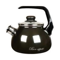Купить Чайник эмалиров. со свистком "BON APPETIT" мокр. асфальт 2 л (1/4) "Стальэмаль"  1RA12
