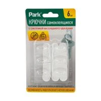 Купить Крючки самокл. 2,2*2,8 см (набор 6 шт.) пласт. белые (1/12/144) "PARK"