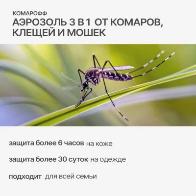 Купить Аэрозоль от комаров,клещей,мошек Комарофф 100мл