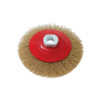 Купить Щетка для ушм "Тарелка" 115 мм  м14, латуниров. гофриров. провол. (1/60) "BEOROL"