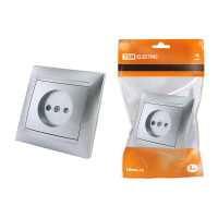 Купить Розетка 10а 250в IP20 с защитн. шторками "Лама" серебр. металлик (1/10/120) TDM SQ1815-0210