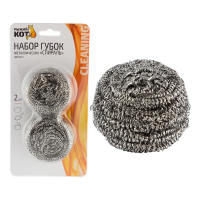 Купить Мочалки для посуды нержав. спираль упак. 2 шт. (1/12/24) "Рыжий кот" SM-01/2
