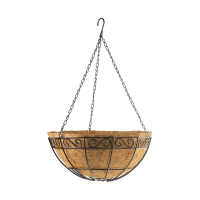 Купить Кашпо для цветов подвесное D 300 мм, с кокосовой корзиной, с орнаментом (1/10) &quot;PALISAD&quot;