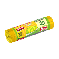 Купить Пакеты для мусора с завязками "PRESTIGE" полосатики 60 л, рулон 10 шт (желт./салатов.) 22 мкм (1/20)