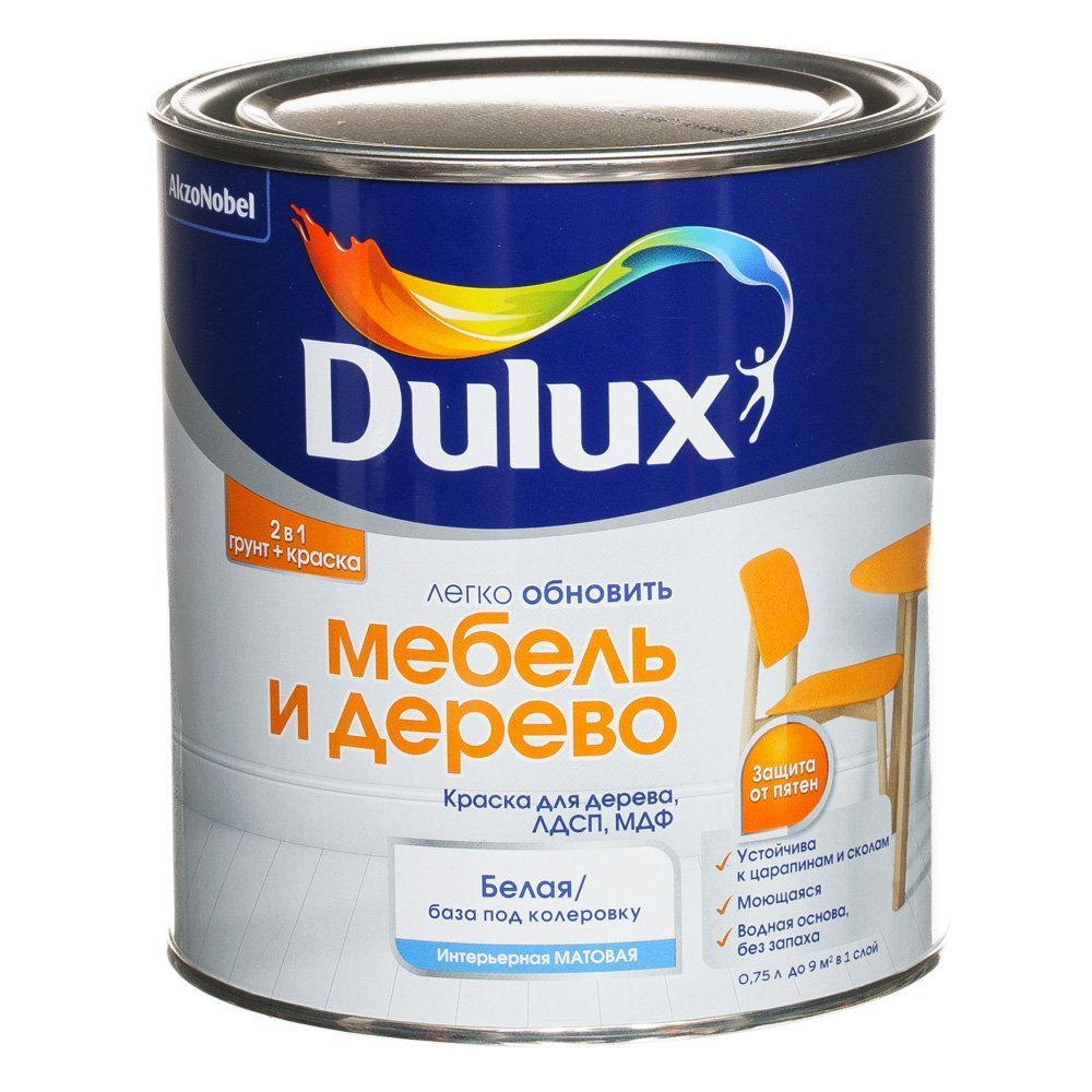 Краска мебель и дерево bw 0 75л dulux