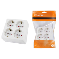 Купить Розетка 4-х местн. с заземл. откр. уст. 16A 250в IP20 защ. шт. "Ладога" белая (1/6/60) SQ1801-0123